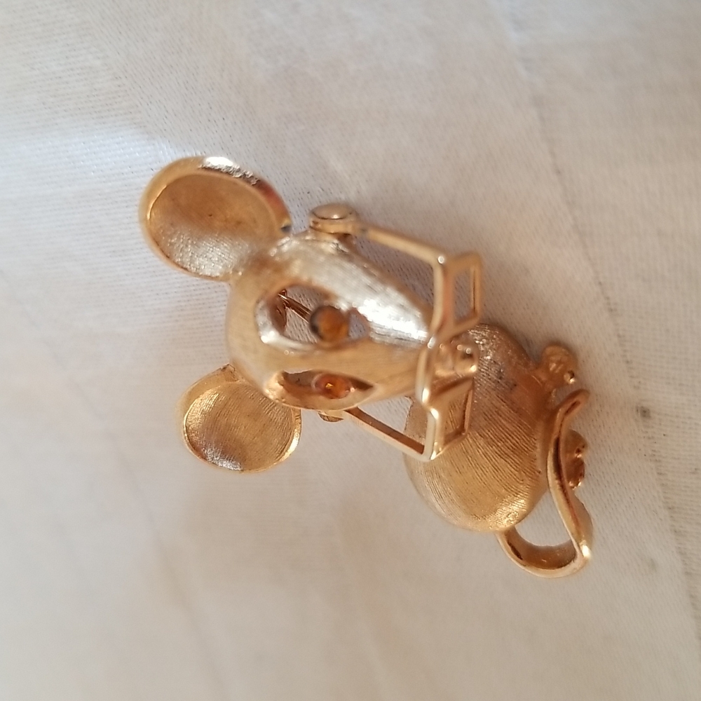 Vintage Gold Mouse Glasses Brooch - Picture 2 of 6
